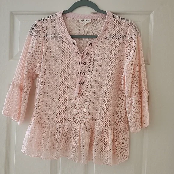 Style & Co. Blush Crochet Top - Picture 1 of 4